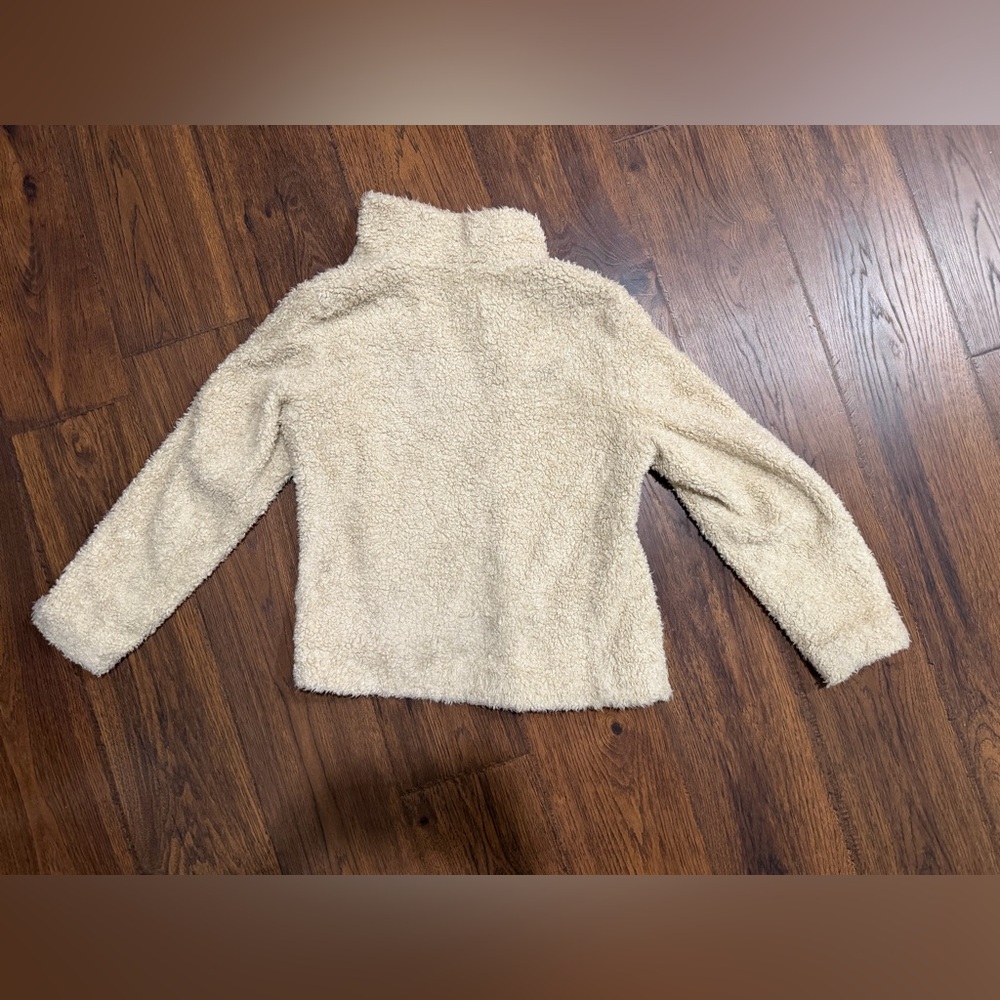 Pendleton Ladies' Fuzzy Zip Jacket in Beige Heather Sherpa cream fleece - Picture 11 of 15